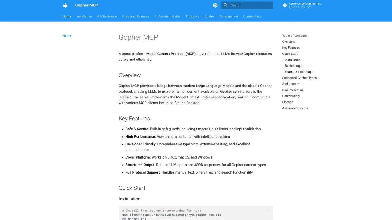 Screenshot of Gopher MCP Server